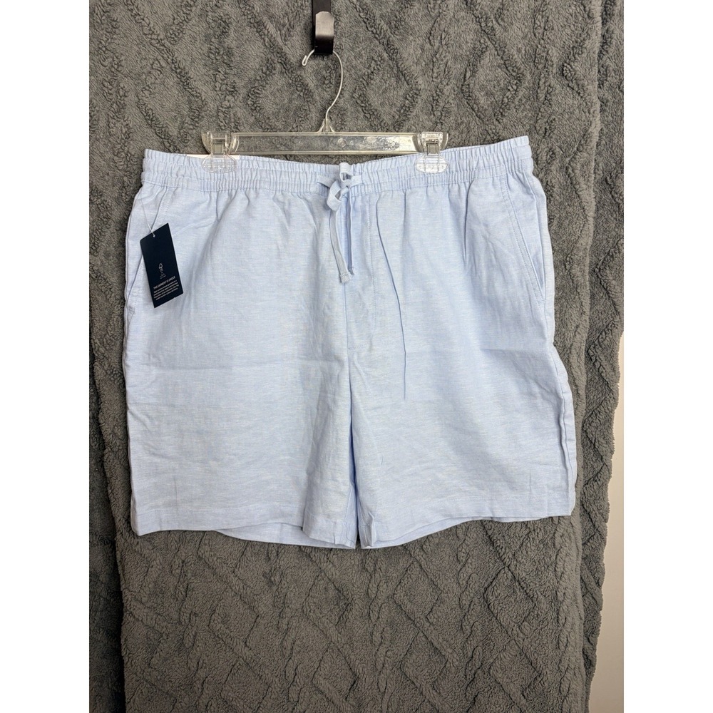 Gap Linen Pull On Shorts Men XL Light blue Elastic Waist Drawstring Pockets